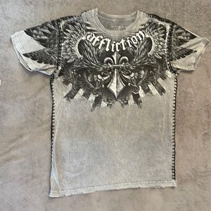 Affliction Gray mens short sleeve shirt